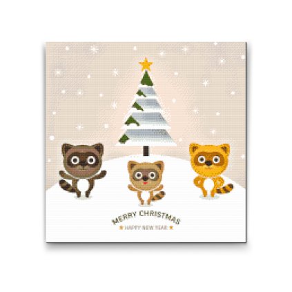 Diamantové malování - Roztomilí mývalové