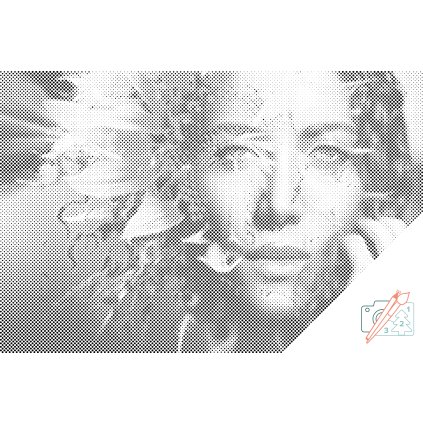 Dotting points - Woman hiden in a Sunflower