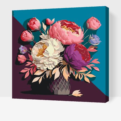 Malování podle čísel - Kytice pivoněk