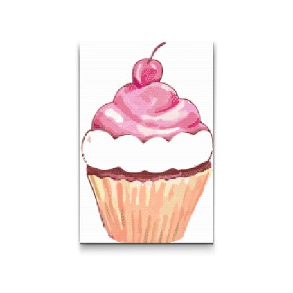 Diamantové malování - Muffin s třešničkou