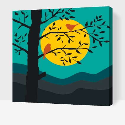 Malování podle čísel - Silueta ptáčků