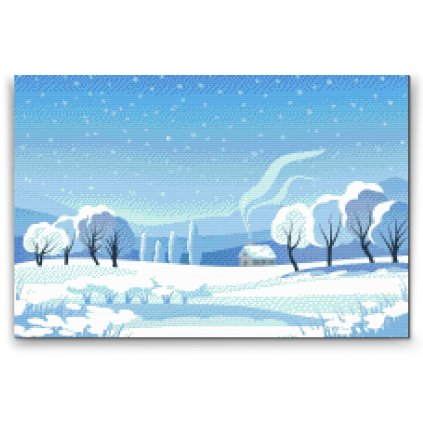 Diamantové malování - Zimní krajina 3