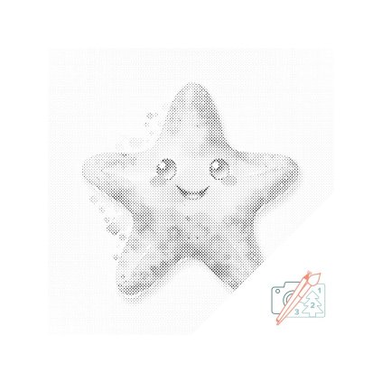 Dotting points - Happy starfish (Color Red, Frame On a plastic board, Size 80x80cm (32'' x 32''))