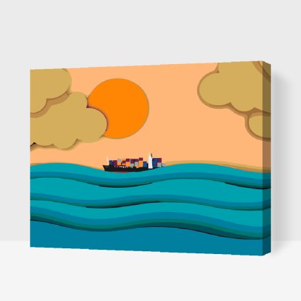 Paint by Number - Ship in the Waves