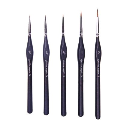 Paint Brushes Set - Black Ergonomic 5 Pcs