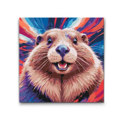 M2_Painting_by_Numbers_-_Beaver_in_shades_of_red_and_blue