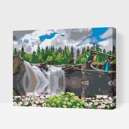 Paint by Number - Birds at the Waterfall