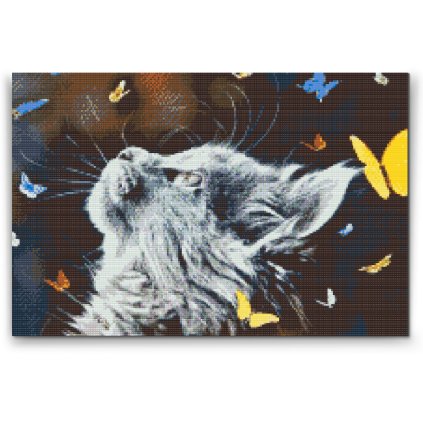 Diamond Painting - Kitten among Butterflies