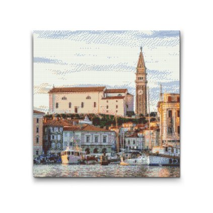 Dijamantne slike - Grad Piran u sumrak - Slovenija
