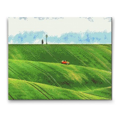 Diamond Painting - Red Car in the Hills