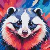 M11_Painting_by_Numbers_-_Badger_in_shades_of_red_and_blue