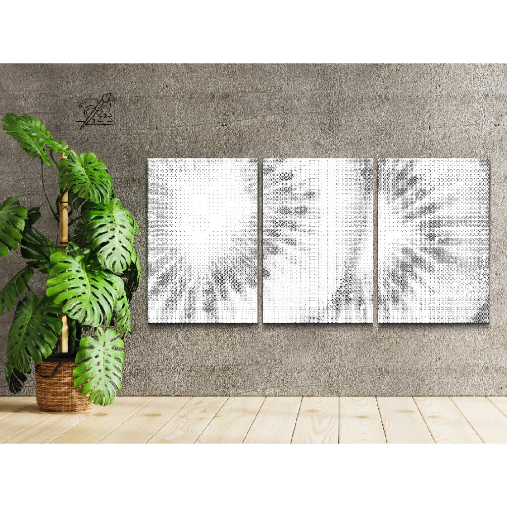 Dotting points - Kiwi background (set of 3) (Color Black, Frame On a plastic board, Size 3pcs 80x120cm (32'' x 47''))