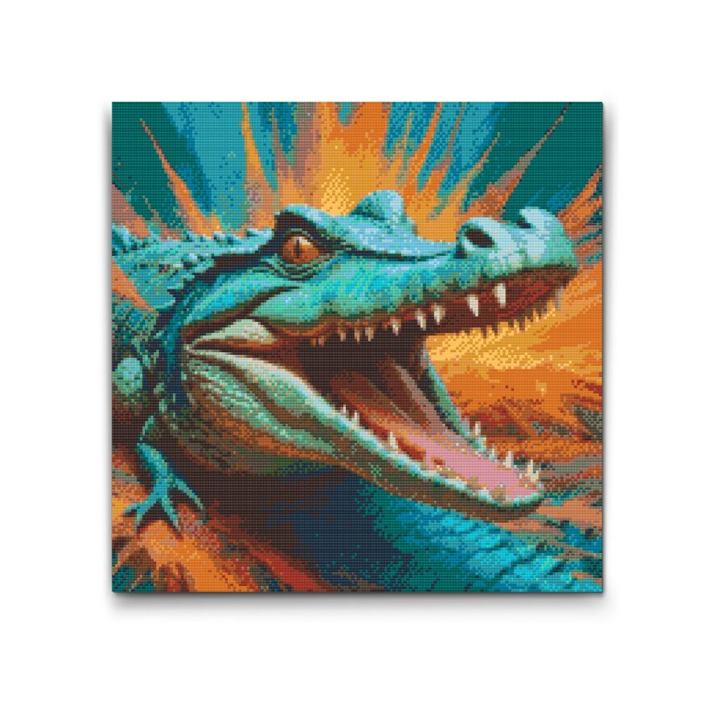 M2_Diamond_Paintings_-_Crocodile_in_shades_of_turquoise_and_orange