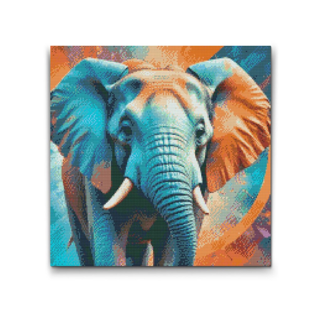 M2_Diamond_Paintings_-_Elephant_in_shades_of_turquoise_and_orange