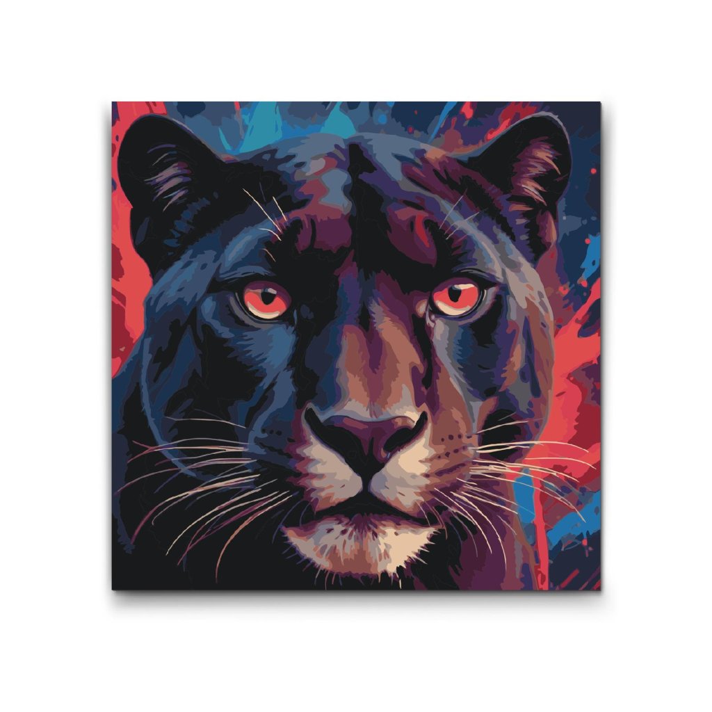 M2_Painting_by_Numbers_-_Panther_in_shades_of_red_and_blue
