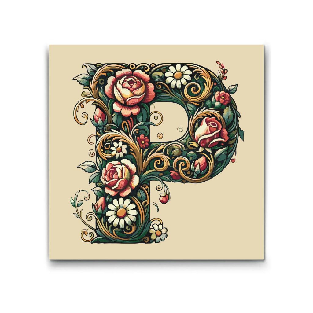 M2_Painting_by_Numbers_-_Letter_P_-_Floral_Pattern