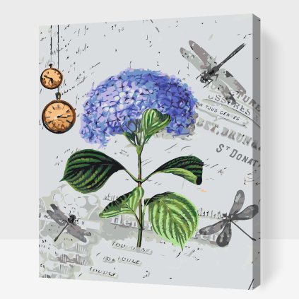 Paint by Number - Hortensia and dragonflies