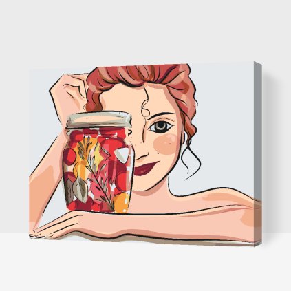 Paint by Number - Woman Smile behind the Bottle