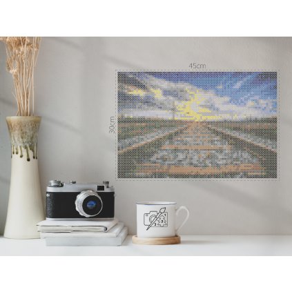 Zažehlovací korálky - Kolejnice se západem slunce