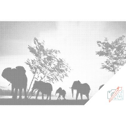 Dotting points - Elephants on Savannah