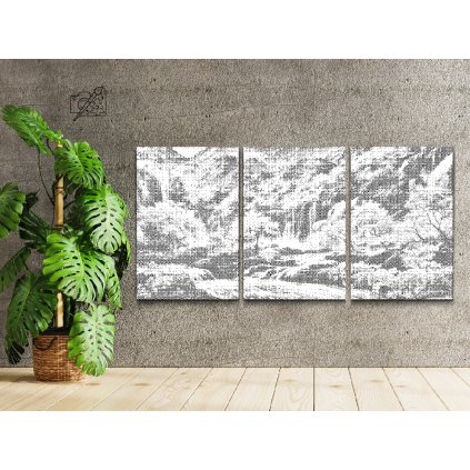 Dotting points - Trees in full bloom beside a Waterfall (set of 3)