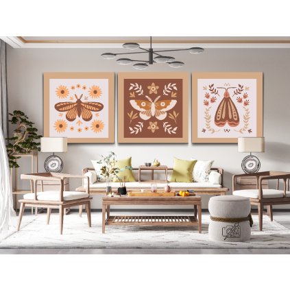 Malování podle čísel - Boho motýl (sada 3 ks)