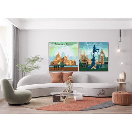 Malování podle čísel - Řím, Londýn (sada 2ks)