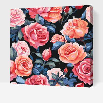 Malování podle čísel - Květinové pozadí - Růže