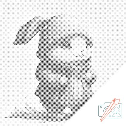 Tečkování - Roztomilý zajíček v bundičce