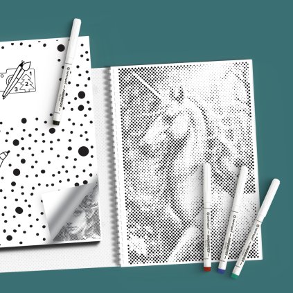 Dottingboek - Wezens uit het betoverde bos (Variant 3 kleuren (zwart, blauw, goud))