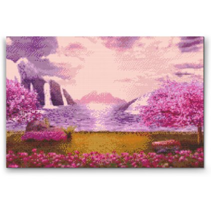 Diamond Painting - Waterfall in the Pink Garden