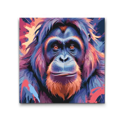 M2_Painting_by_Numbers_-_Orangutan_in_shades_of_red_and_blue