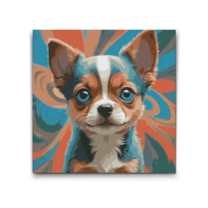 M2_Painting_by_Numbers_-_Puppy_in_shades_of_turquoise_and_orange