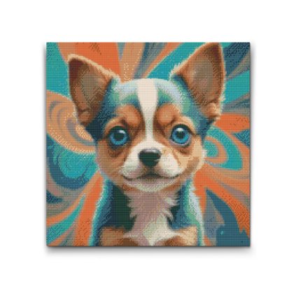 M2_Diamond_Paintings_-_Puppy_in_shades_of_turquoise_and_orange