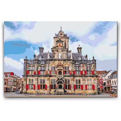 Schilderen op nummer - Stadhuis Delft - Nederland