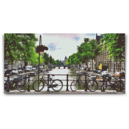 Diamond painting - Uitzicht vanaf de brug in Amsterdam - Nederland