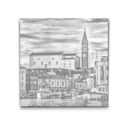 Dot painting - Stad Piran bij zonsondergang - Slovenië