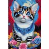 Diamantové malování - Kotě obklopené květinami