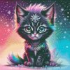 Diamantové malování - Duhové černé kotě