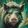 M11_Painting_by_Numbers_-_Wild_boar_in_shades_of_muted_green