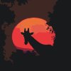 Paint by Number - Giraffe and Red Moon