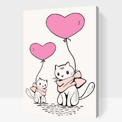 Paint by Number - Cats with Balloons