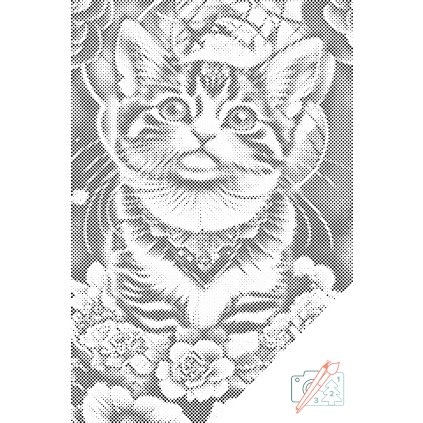 Dotting points - Kitten surrounded with flowers