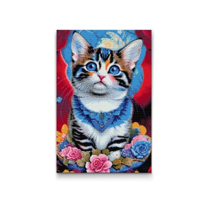 Diamond Painting - Kitten surrounded with flowers