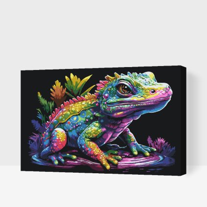 Malování podle čísel - Různobarevný leguán