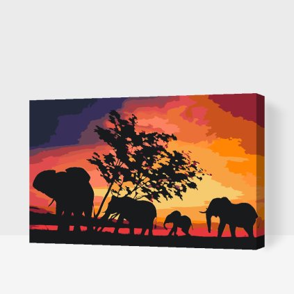 Paint by Number - Elephants on Savannah