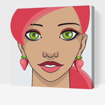 Paint by Number - Woman with Strawberry Earrings