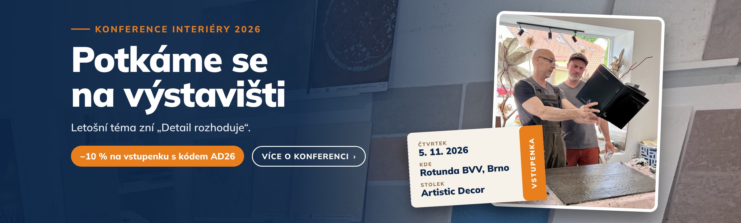 Potkáme se na Konferenci Interiéry 5. 11. 2026 v Rotundě na brněnském výstavišti