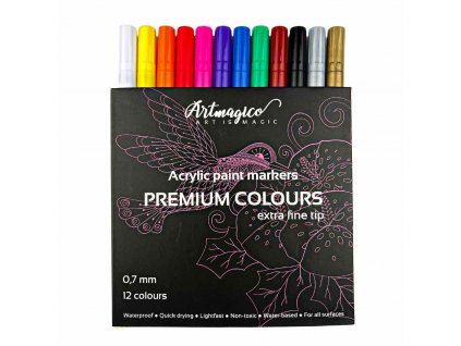 Artmagico Acrylic markers with extra fine tip 12 pcs