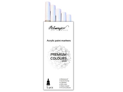 Artmagico akrylový popisovač 5 kusů bílá 0,7 mm | 80135